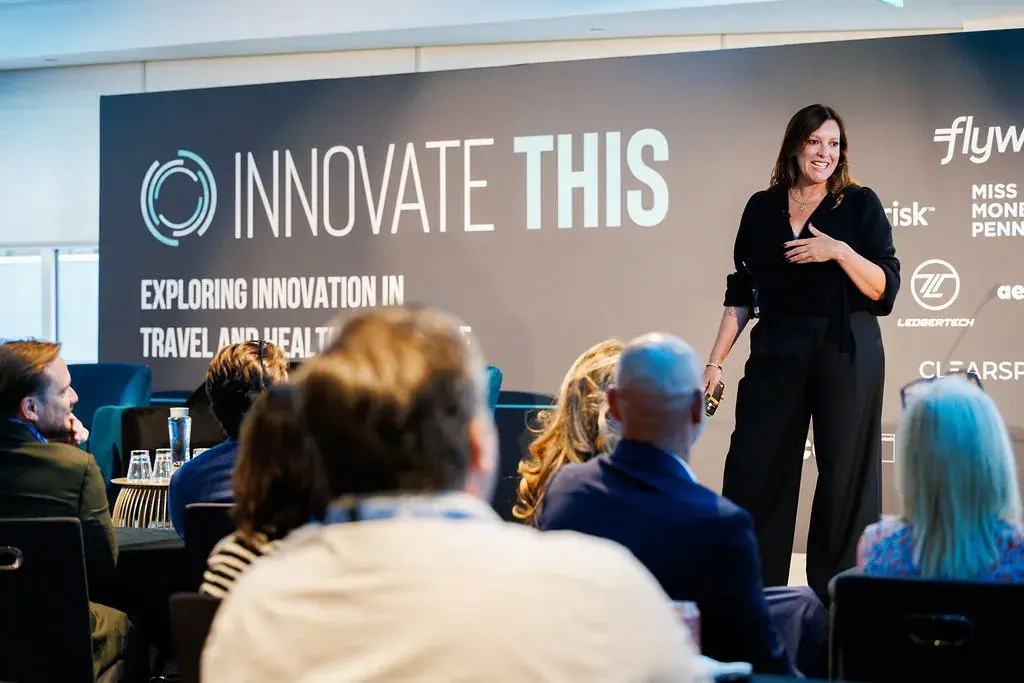 Kate Southerby speaking to an audience at Innovate This 2025