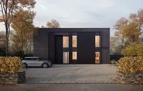 A modern Kiss House home design with dark exterior cladding