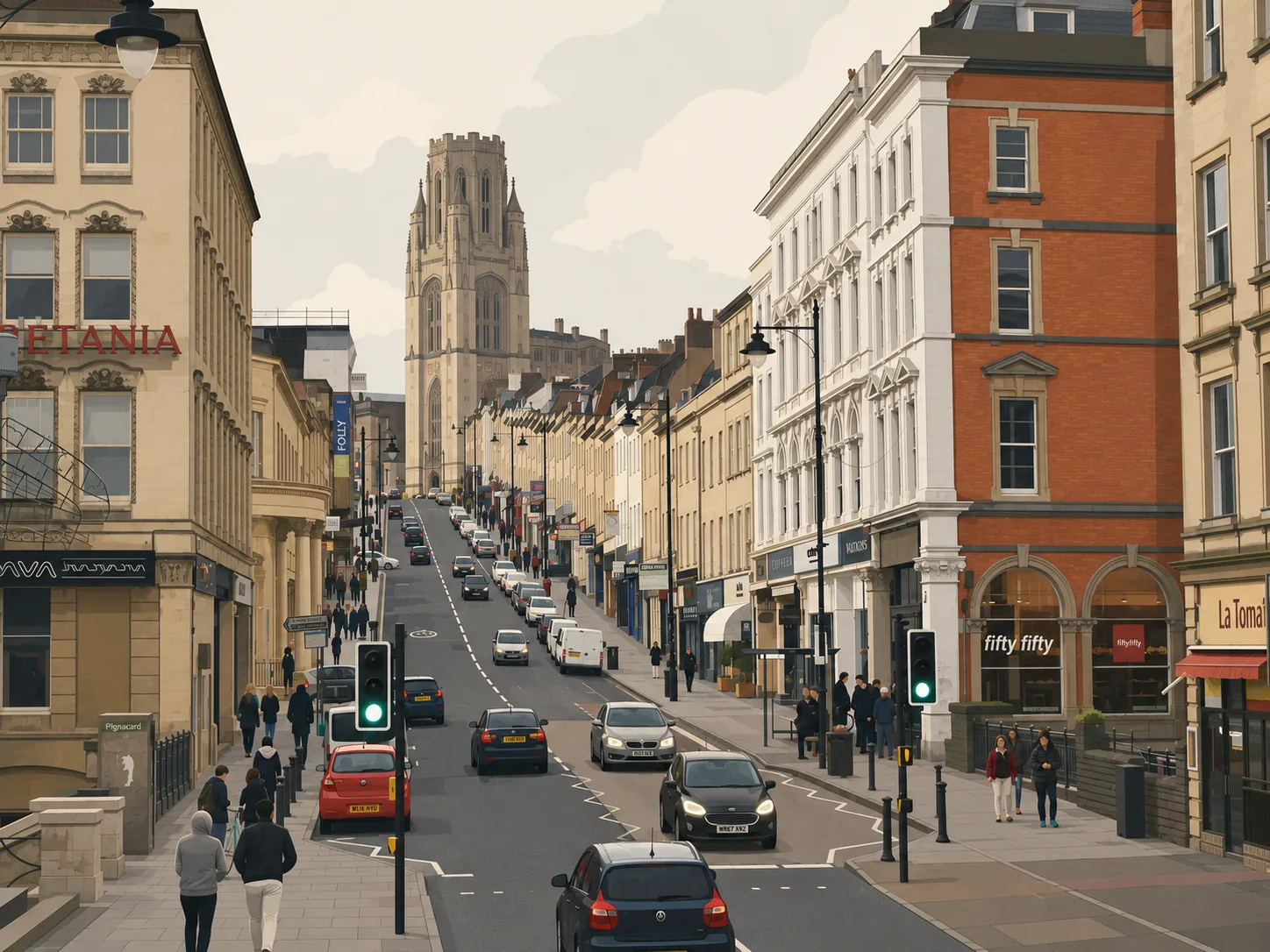 Bristol city street scene, representing MediaCells team development and audience data work