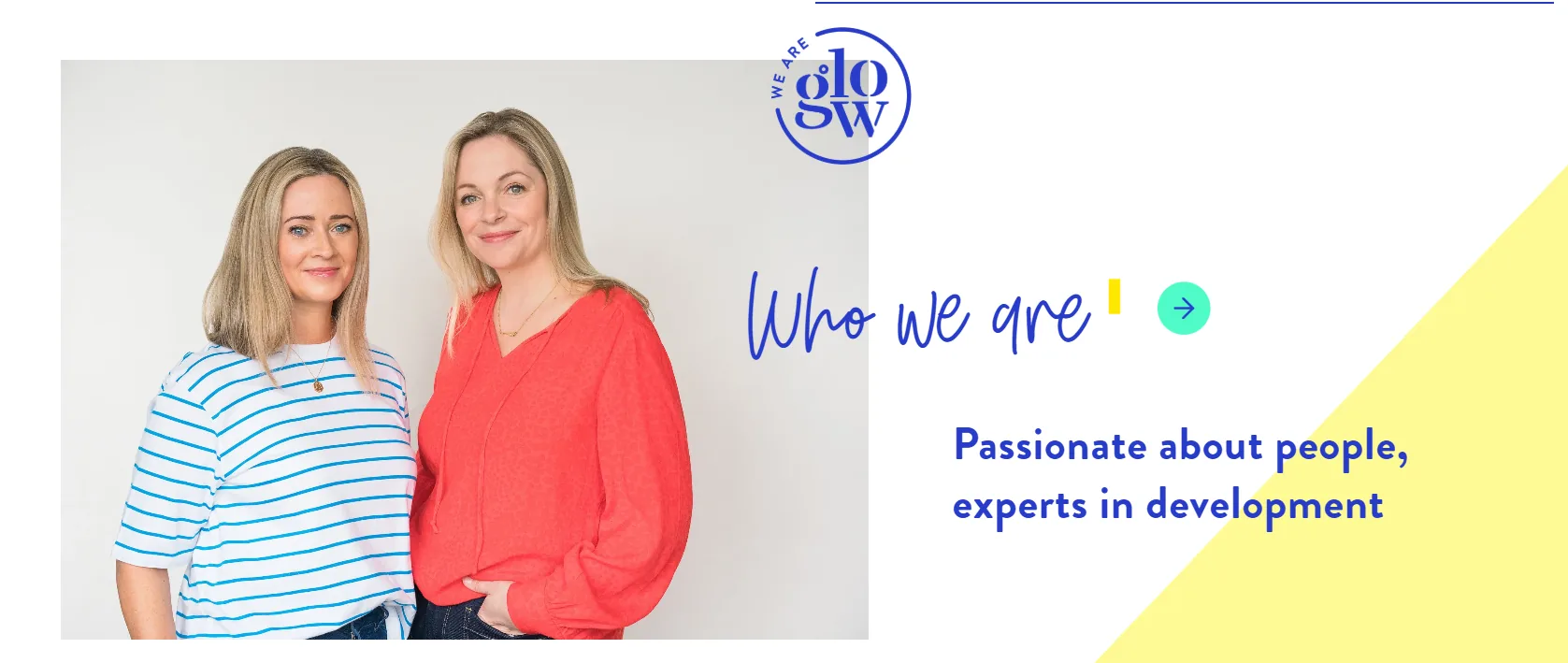 This Is Glow team profile image with the words who we are and passionate about people, experts in development